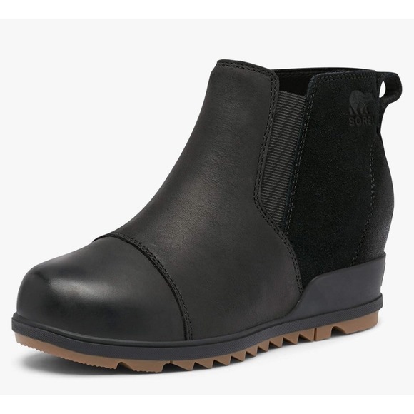 Sorel Evie Boots Shoes Women's 10.5 Black Leather Pull On Waterproof Ankle Boots - Picture 1 of 16